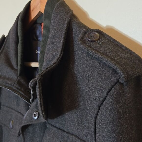 Dockers Wool Military Style Jacket Men's Medium Olive Green Winter Chore Utility - Picture 6 of 16